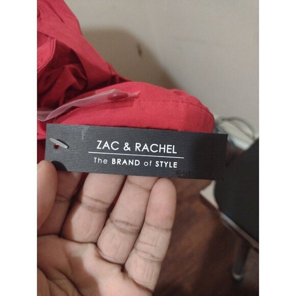 NWT Zac & Rachel Women's Long Sleeve Button-Down Red Collar Shirt Size XL New - Picture 2 of 10